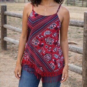 SMALL floral tank top.  Adjustable straps, ribbon tie, sleeveless.  Summer top.